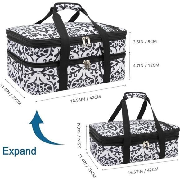 Double Decker Insulated Casserole Dish Bag - Food Carrier for Hot or Cold - Picture 2 of 7